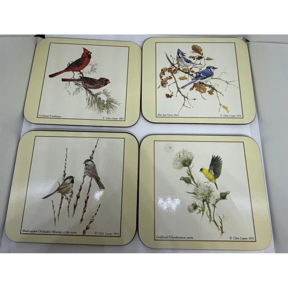 Vtg Jason of New Zealand Set of 6 Quality Cork Coasters BIRDS‎ Original Box